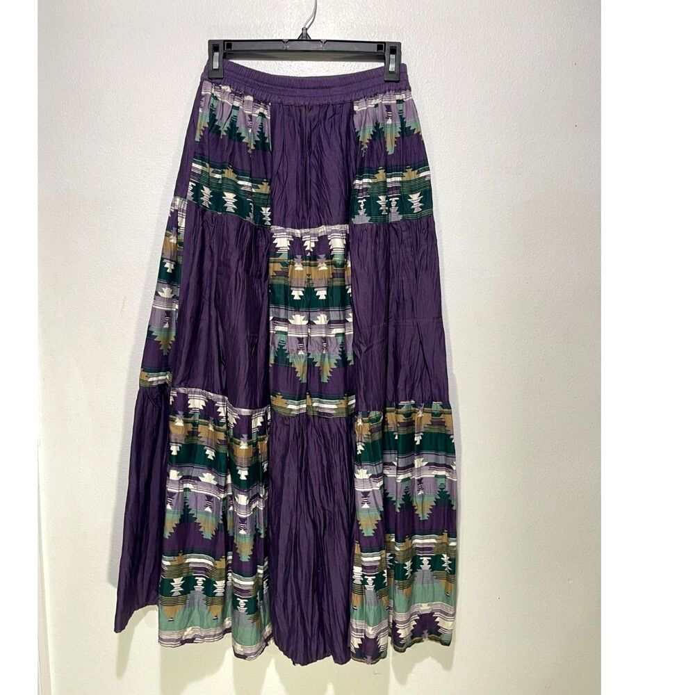 Ozark Mountain Jean Comp skirt southwest broomstick patchwork rough rider womenM